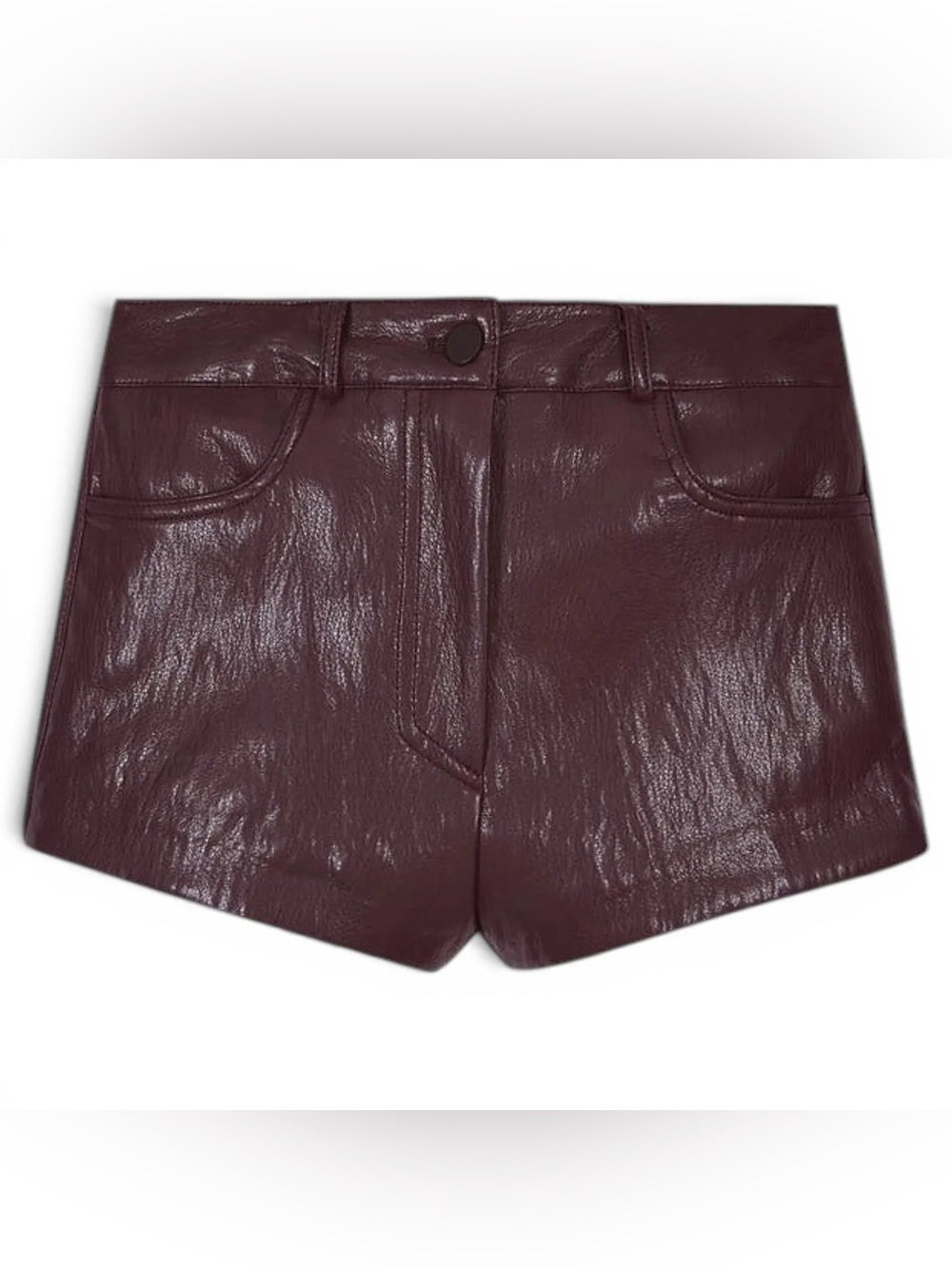 NWT The Frankie Shop Nevis Faux Leather Hot Pants Women’s Size Small In Burgundy